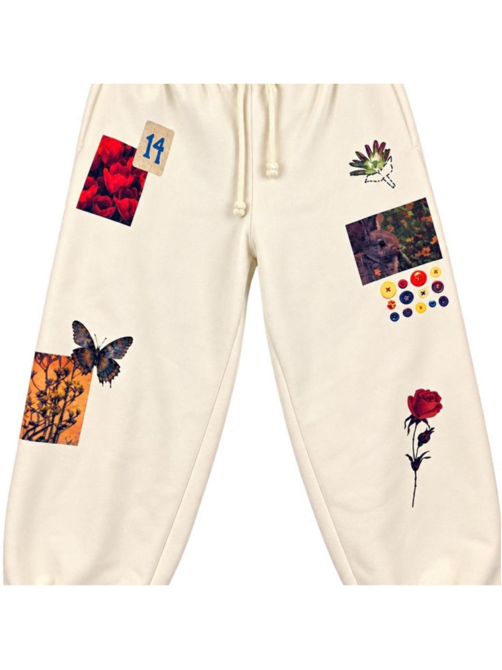 Out From Under collage graphic oversized sweatpants in cream/ivory